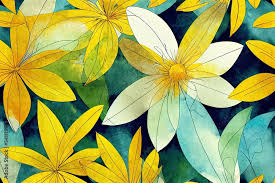 Yellow Flower Watercolor Art Background