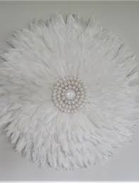 White Feather Round Wall Hanging With
