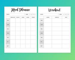 Meal Planner Workout Planner Weekly Meal Plan Weekly