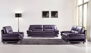 2757 Full Leather Purple Sofa By Esf W