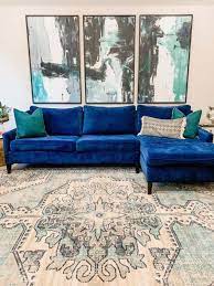 navy blue velvet sofa living room