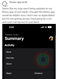 ios 16 fitness app activity ring not