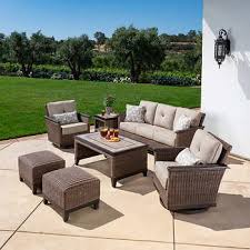 The espresso resin wicker coffee table is a staple in outdoor living. Patio Outdoor Furniture Costco