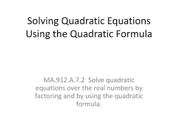 Ppt Solving Quadratic Equations Using
