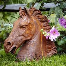 Cast Iron Cantering Horse Bust Statue