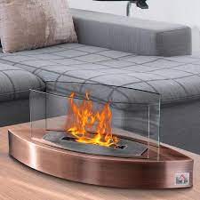 Homcom Portable Tabletop Ventless Bio Ethanol Fireplace Glass Bronze