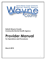 Provider Manual Detroit Wayne Mental Health Authority