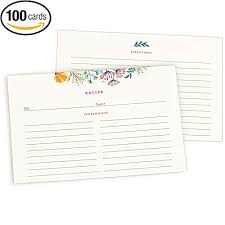 100 Recipe Cards 4x6 Floral Double Sided Index Recipe Card