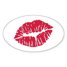 kiss red lips sticker oval
