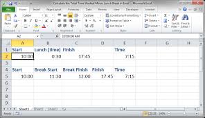 time worked minus lunch breaks in excel
