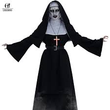 A mix of rubies the nun costume and nitemare fx mask enjoy. Rolecos Women Halloween Costume The Nun Cosplay Costume Horror Films Cosplay Cross Ghost Halloween Costume The Conjuring Aliexpress