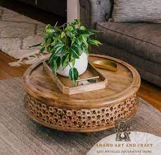 Wood Coffee Table Curved Table In Raw