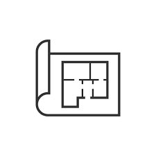 room plan icon in flat style blueprint