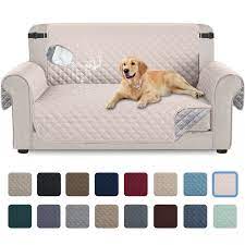 sanmadrola waterproof sofa cover non slip couch cover stretch slipcover leakproof couch protector for kids dogs cats pets khaki loveseat beige