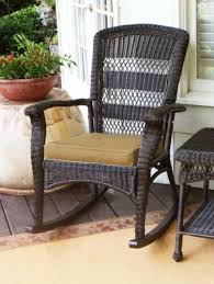 dark brown wicker rocking chair patio