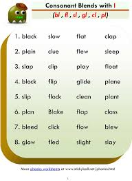 The children will have to say the name of the picture and pick the beginning blending sound. Consonant Blends Bl Cl Fl Gl Pl Sl Word List And Sentences