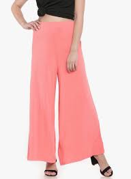 Go Colors Coral Solid Palazzo