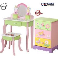 wodeny kids dressing table mirror stool