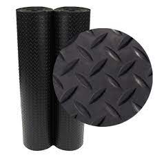 rubber cal diamond plate rubber flooring rolls 1 8 inch x 4 x 8 feet black