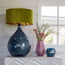 Extra Large Round Blue Glass Lamp