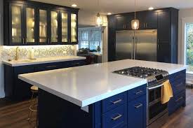 sophisticated blue kitchen mi old