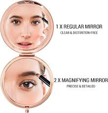 rose gold engraved travel makeup mirror
