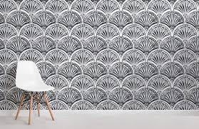black art deco fan pattern wallpaper