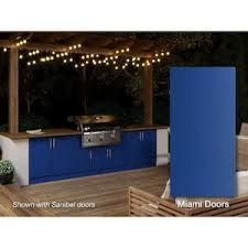 blue outdoor kitchen storage