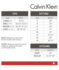 calvin klein hose size chart