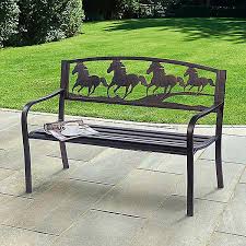 horse design cast iron garden bench by