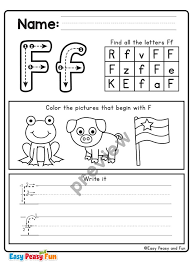 letter f worksheets for pre and
