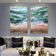 Set Of 2 Wall Art Seascape Painting On
