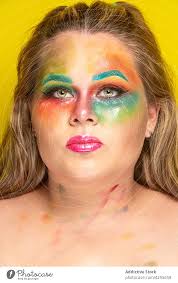 plump woman with creative makeup a
