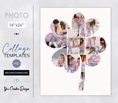 Photo Collage Template In Heart Leaf