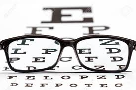 Glasses On A Eye Exam Chart To Test Eyesight Accuracy