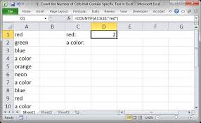 specific text in excel