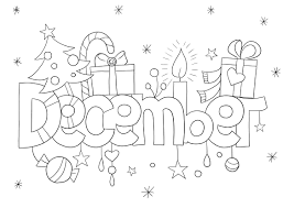 december month image to print and color