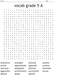 vocab grade 5 a word search wordmint