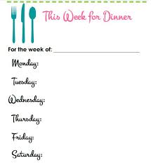 free printable weekly dinner menu organizer