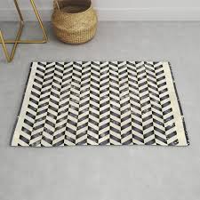 herringbone in black and white rug by