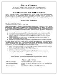 Program Manager Resume Example Project Template Free