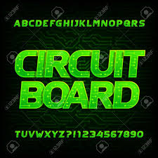 Circuit Board Font Vector Alphabet Digital Hi Tech Style Letters