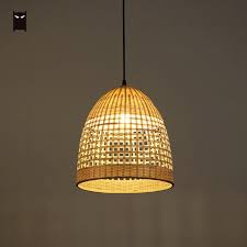 New Bamboo Wicker Rattan Basket Shade Pendant Light Fixture Rustic Vintage Art Deco Hanging Ceiling Lamp Plafon For Dining Room Pendant Lights Aliexpress