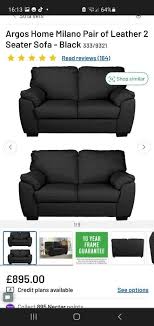 2 milano black leather sofas in