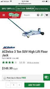 acdelco 3 ton suv high lift floor jack