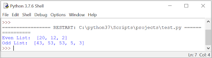 python program to list even and odd