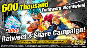 Contains character info and episode summaries. Dragon Ball Legends On Twitter 600k Sns Followers Worldwide Celebration Campaign To Celebrate Reaching 600k Sns Followers Worldwide We Re Launching A Retweet Share Campaign If This Tweet Reaches 10k Retweets We Ll