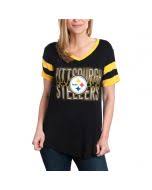 Pittsburgh Steelers Womens 5th Ocean Boxy Black T Shirt