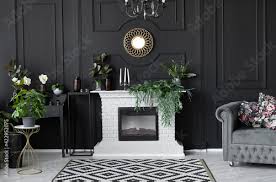 Luxury Interior Decor Black Wall With