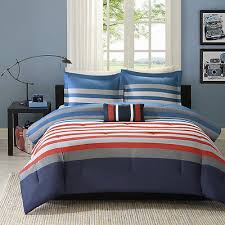 blue stripe chevron boys comforter set